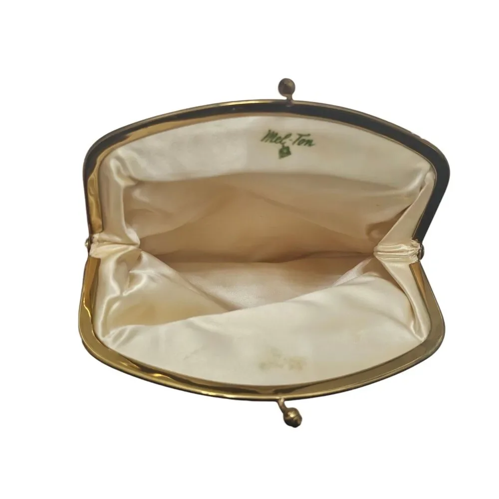 Vintage Mel-Ton Golden Brocade Folding Clutch with Kiss-Lock Clasp